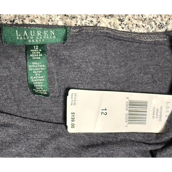 Lauren Ralph Lauren Size 12 Charcoal Gray  Gathered Cap Sleeves NWT - Picture 10 of 10
